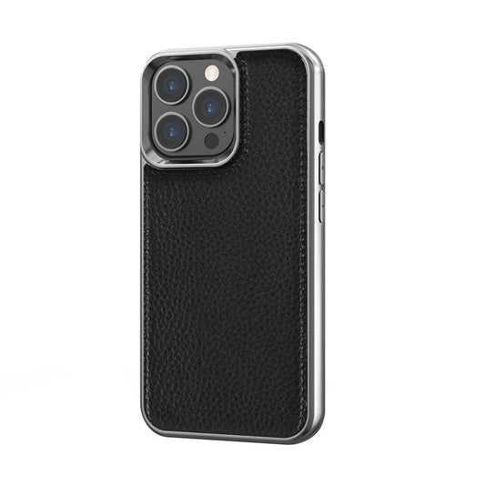 iPhone 13 Pro Kılıf Wiwu Genuine Leather Silver Calfskin Orjinal Deri Kapak