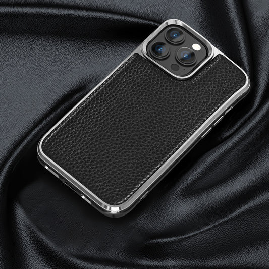 iPhone 13 Pro Kılıf Wiwu Genuine Leather Silver Calfskin Orjinal Deri Kapak