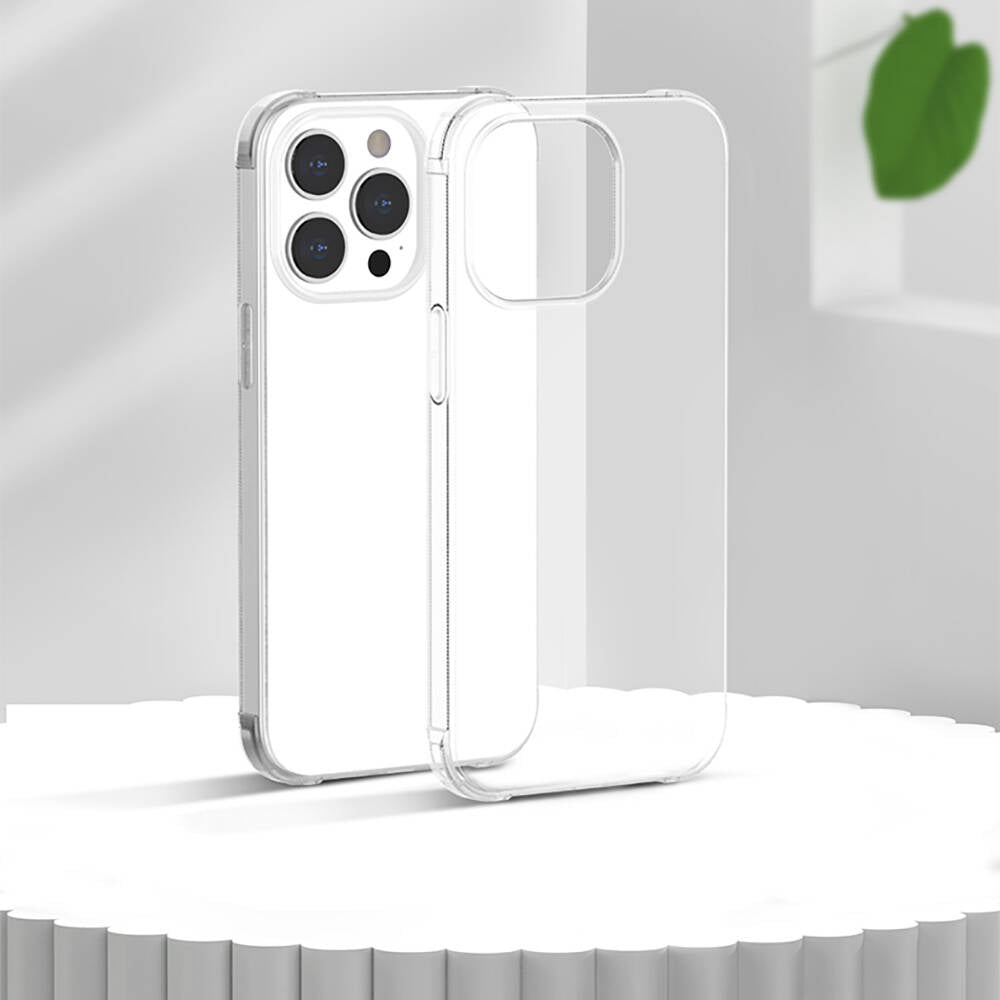 iPhone 13 Pro Max Kılıf Airbagli Şeffaf Darbe Emici Silikon Tasarımlı Recci Clarity Serisi Kapak