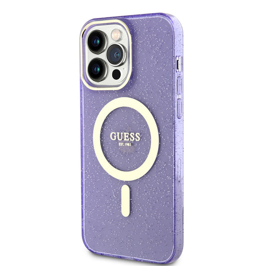 iPhone 13 Pro Max Kılıf GUESS M-safe Şarj Özellikli Glitter Kapak
