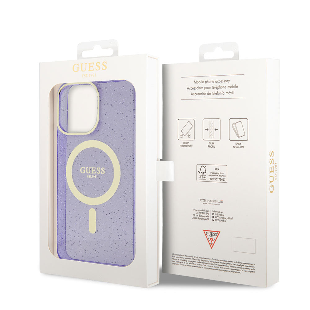 iPhone 13 Pro Max Kılıf GUESS M-safe Şarj Özellikli Glitter Kapak