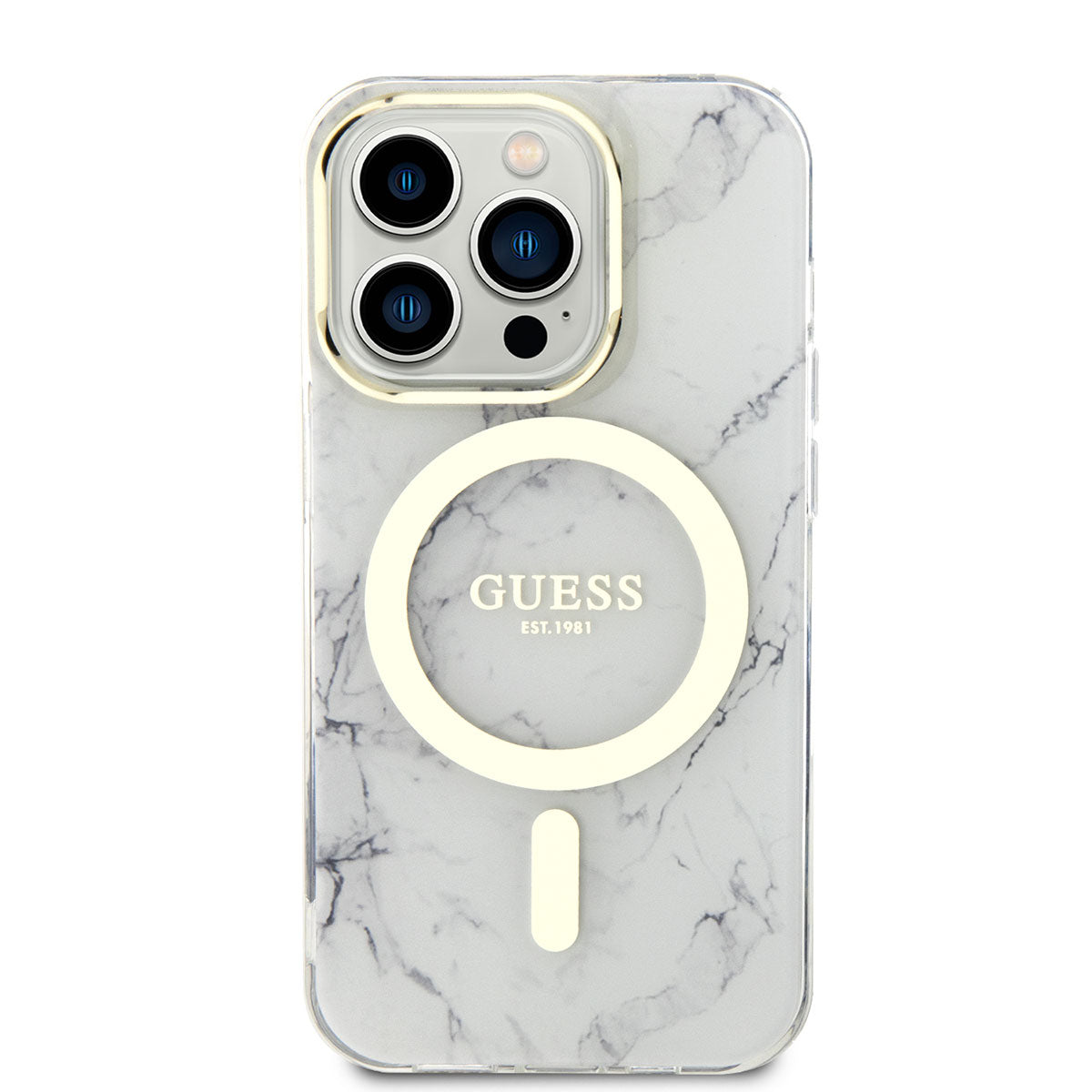 iPhone 13 Pro Max Kılıf GUESS M-safe Şarj Özellikli Mermer Desenli Kapak