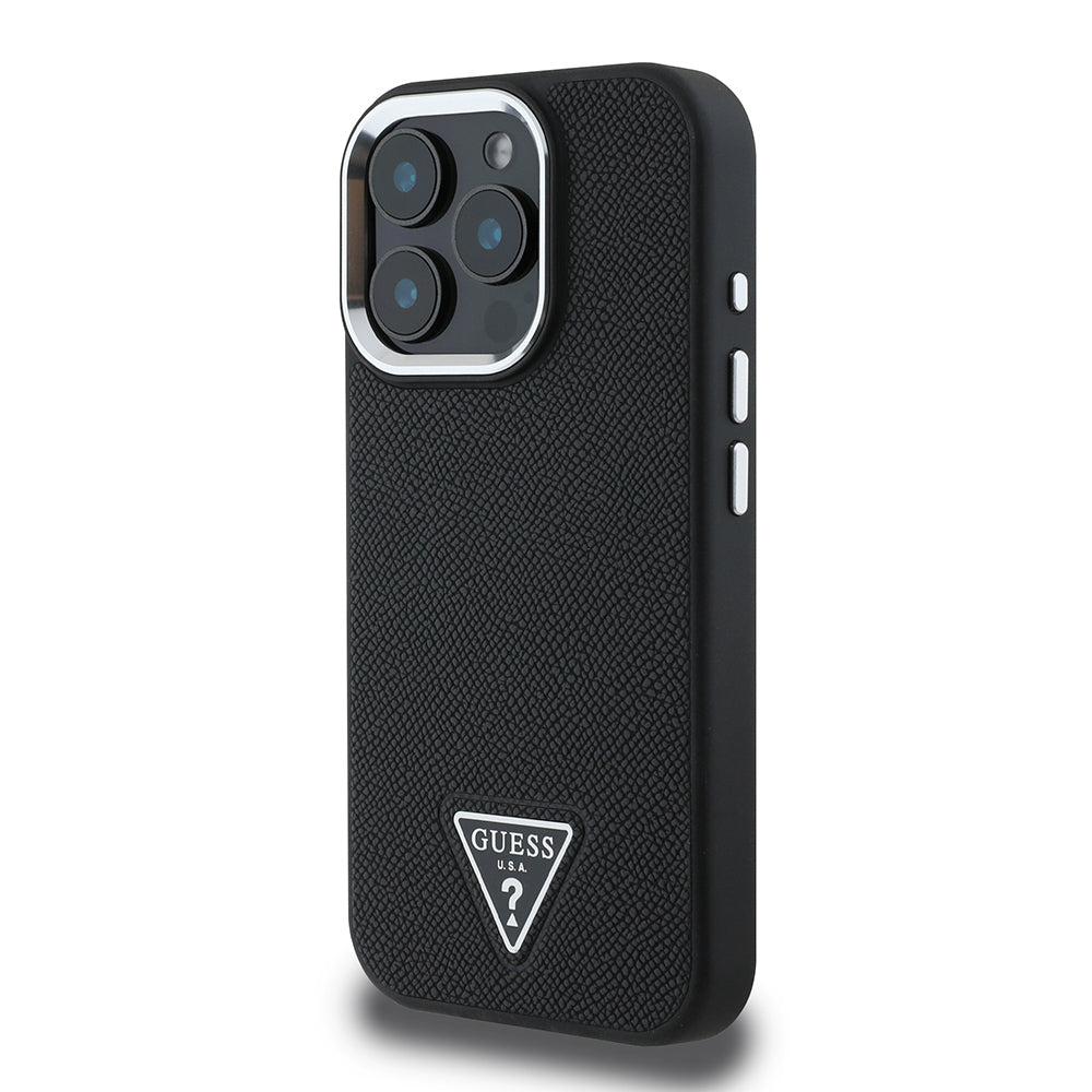 iPhone 13 Pro Max Kılıf Guess Orjinal Lisanslı M-safe Şarj Özellikli Grained Triangle Kapak