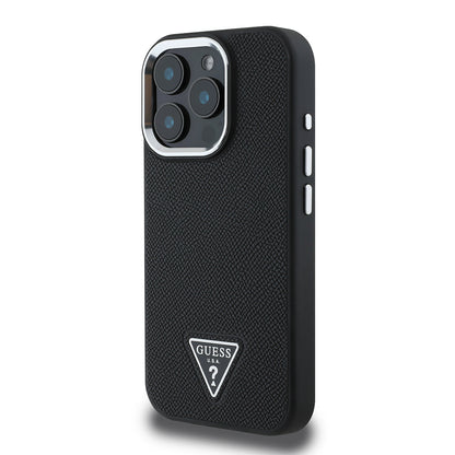 iPhone 13 Pro Max Kılıf Guess Orjinal Lisanslı M-safe Şarj Özellikli Grained Triangle Kapak