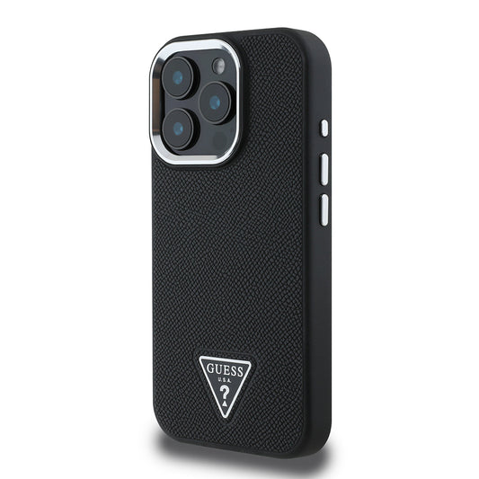 iPhone 13 Pro Max Kılıf Guess Orjinal Lisanslı M-safe Şarj Özellikli Grained Triangle Kapak
