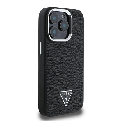 iPhone 13 Pro Max Kılıf Guess Orjinal Lisanslı M-safe Şarj Özellikli Grained Triangle Kapak