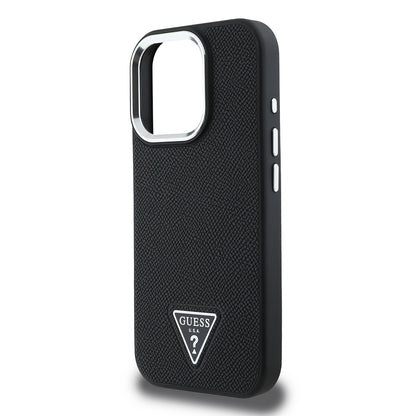 iPhone 13 Pro Max Kılıf Guess Orjinal Lisanslı M-safe Şarj Özellikli Grained Triangle Kapak