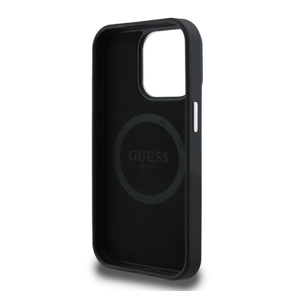 iPhone 13 Pro Max Kılıf Guess Orjinal Lisanslı M-safe Şarj Özellikli Grained Triangle Kapak