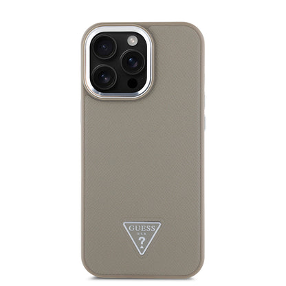 iPhone 13 Pro Max Kılıf Guess Orjinal Lisanslı M-safe Şarj Özellikli Grained Triangle Kapak