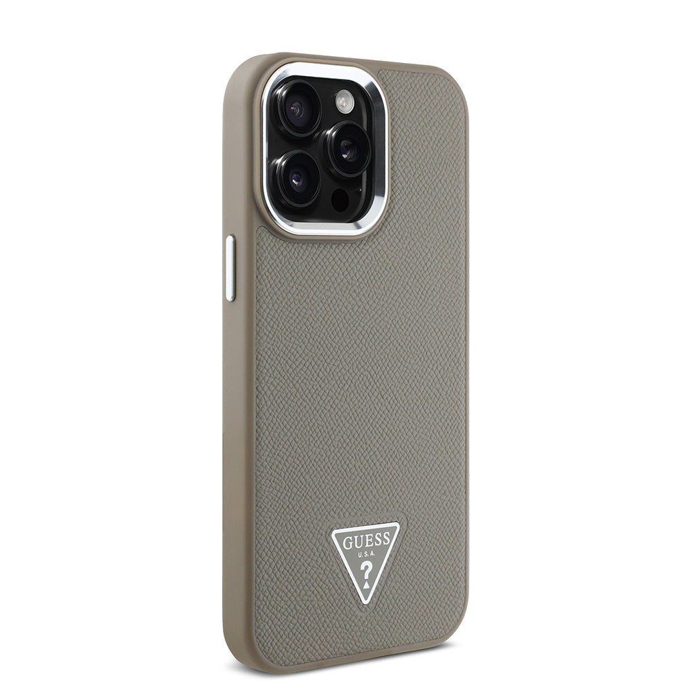 iPhone 13 Pro Max Kılıf Guess Orjinal Lisanslı M-safe Şarj Özellikli Grained Triangle Kapak