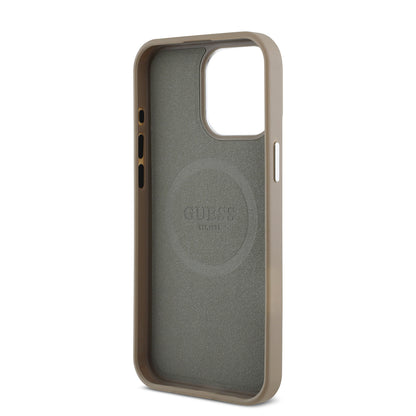 iPhone 13 Pro Max Kılıf Guess Orjinal Lisanslı M-safe Şarj Özellikli Grained Triangle Kapak