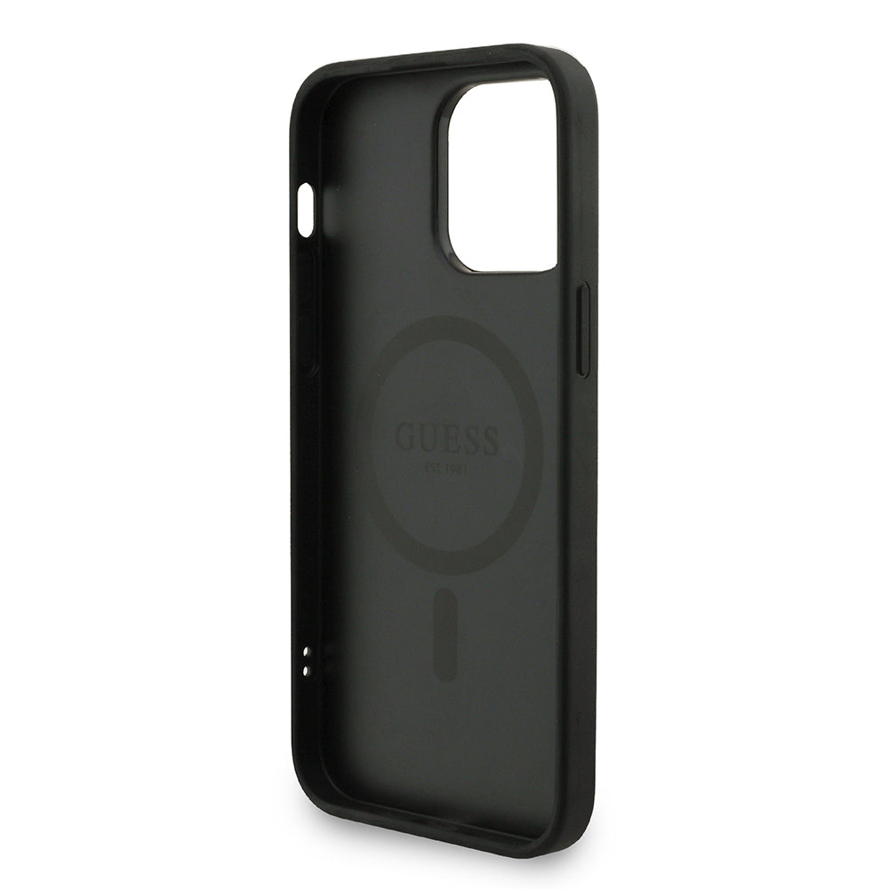 iPhone 13 Pro Max Kılıf Guess Orjinal Lisanslı M-safe Şarj Özellikli PU Deri Bilek Askı İpli Yazı Logolu Kapak