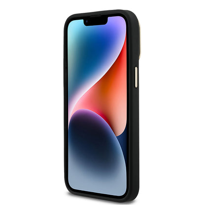 iPhone 13 Pro Max Kılıf Guess Orjinal Lisanslı PU Deri 4G Desenli Metal Büyük 4G ve Yazı Logolu Kamera Standlı Kapak