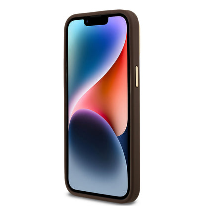 iPhone 13 Pro Max Kılıf Guess Orjinal Lisanslı PU Deri 4G Desenli Metal Büyük 4G ve Yazı Logolu Kamera Standlı Kapak