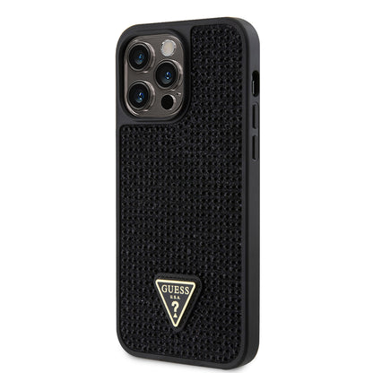 iPhone 13 Pro Max Kılıf Guess Orjinal Lisanslı Taşlı Arka Yüzey Üçgen Logolu Kapak