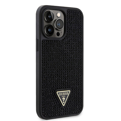 iPhone 13 Pro Max Kılıf Guess Orjinal Lisanslı Taşlı Arka Yüzey Üçgen Logolu Kapak