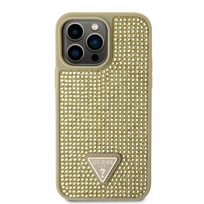iPhone 13 Pro Max Kılıf Guess Orjinal Lisanslı Taşlı Arka Yüzey Üçgen Logolu Kapak