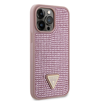 iPhone 13 Pro Max Kılıf Guess Orjinal Lisanslı Taşlı Arka Yüzey Üçgen Logolu Kapak