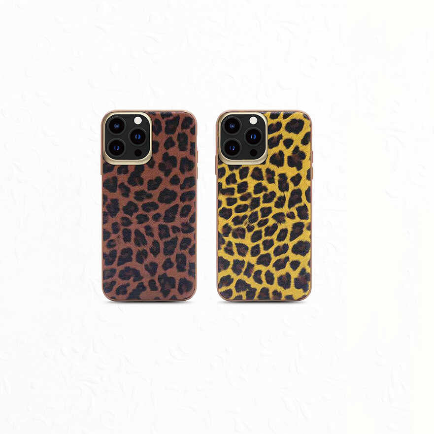 iPhone 13 Pro Max Kılıf Kajsa Glamorous Serisi Leopard Combo Kapak
