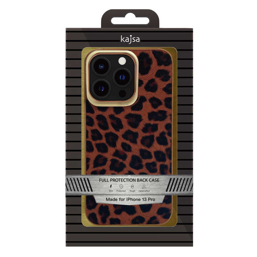 iPhone 13 Pro Max Kılıf Kajsa Glamorous Serisi Leopard Combo Kapak