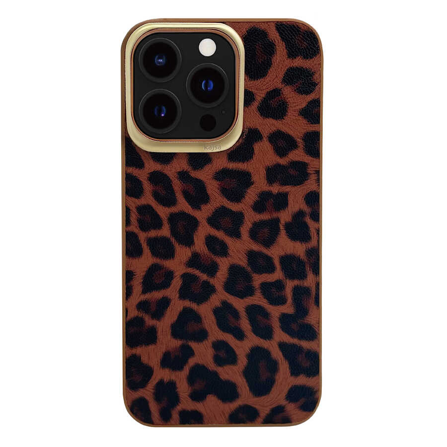 iPhone 13 Pro Max Kılıf Kajsa Glamorous Serisi Leopard Combo Kapak