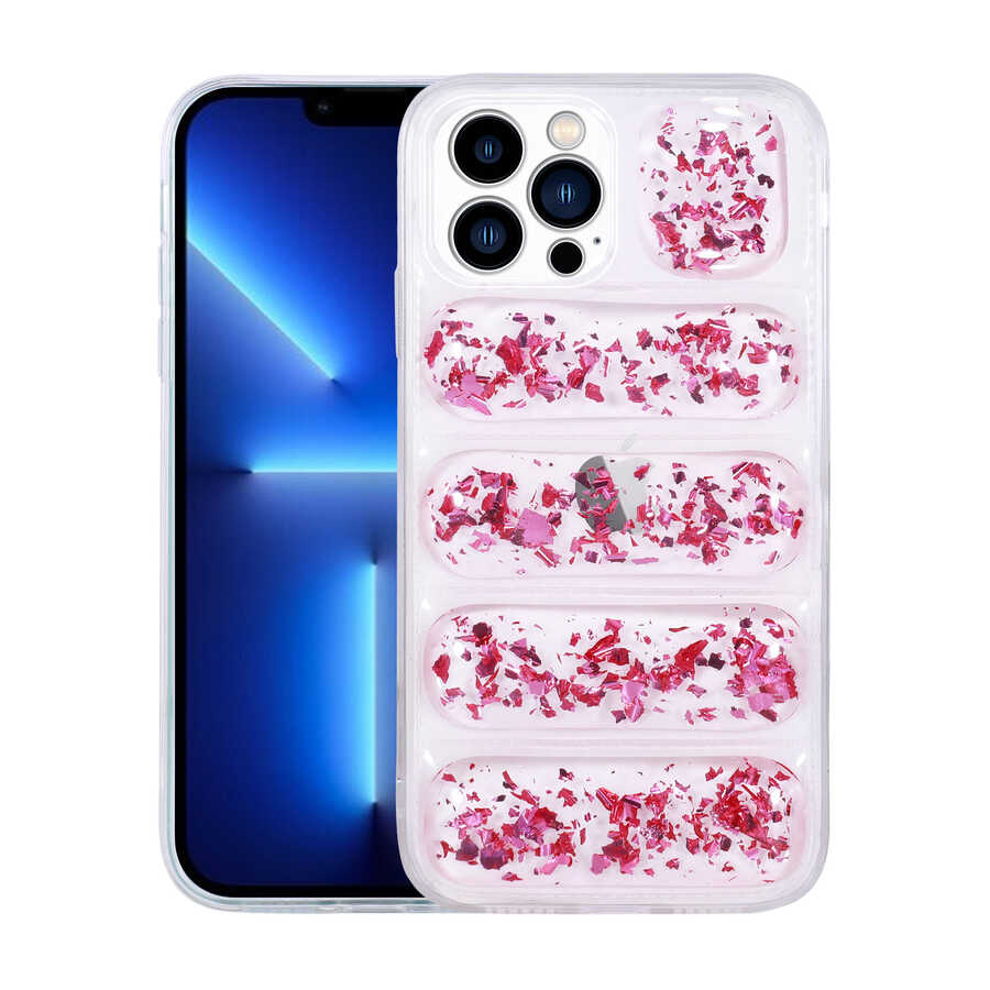 Apple iPhone 13 Pro Max Kılıf Kamera Korumalı Simli Airbag'li Zore Dalga Kapak