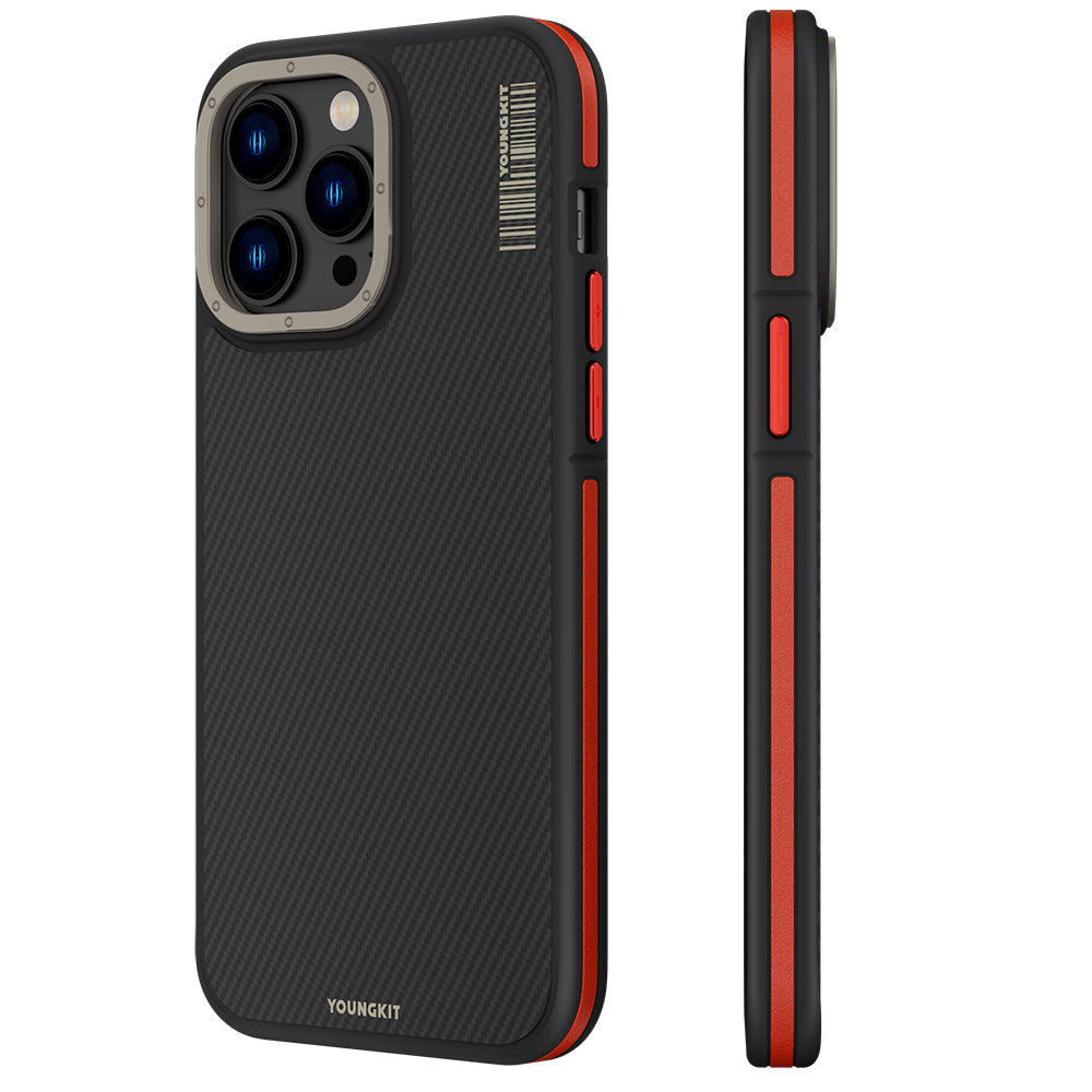 iPhone 13 Pro Max Kılıf M-safe Şarj Özellikli YoungKit 600D Kevlar Kapak