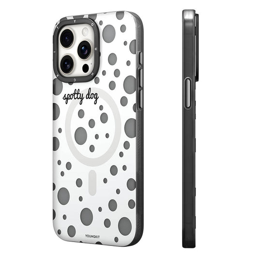 iPhone 13 Pro Max Kılıf M-safe Şarj Özellikli Polka Dot Desenli Youngkit Spots Serisi Kapak