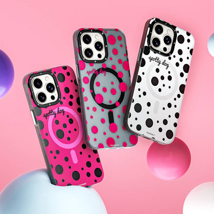 iPhone 13 Pro Max Kılıf M-safe Şarj Özellikli Polka Dot Desenli Youngkit Spots Serisi Kapak