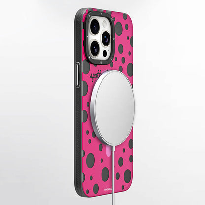 iPhone 13 Pro Max Kılıf M-safe Şarj Özellikli Polka Dot Desenli Youngkit Spots Serisi Kapak