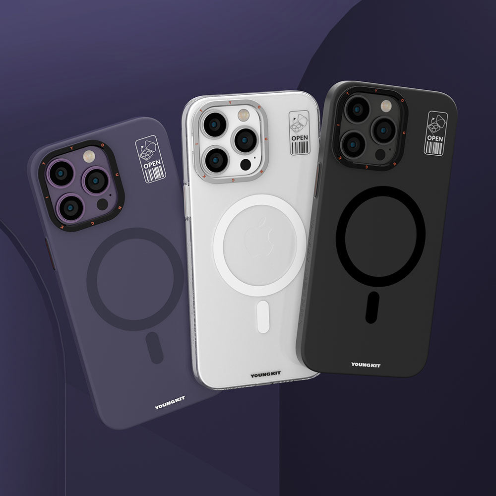 iPhone 13 Pro Max Kılıf M-safe Şarj Özellikli Standlı YoungKit Hermit Bracket Serisi Kapak