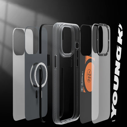 iPhone 13 Pro Max Kılıf M-safe Şarj Özellikli Youngkit Binfen Serisi Yazı Temalı Kapak