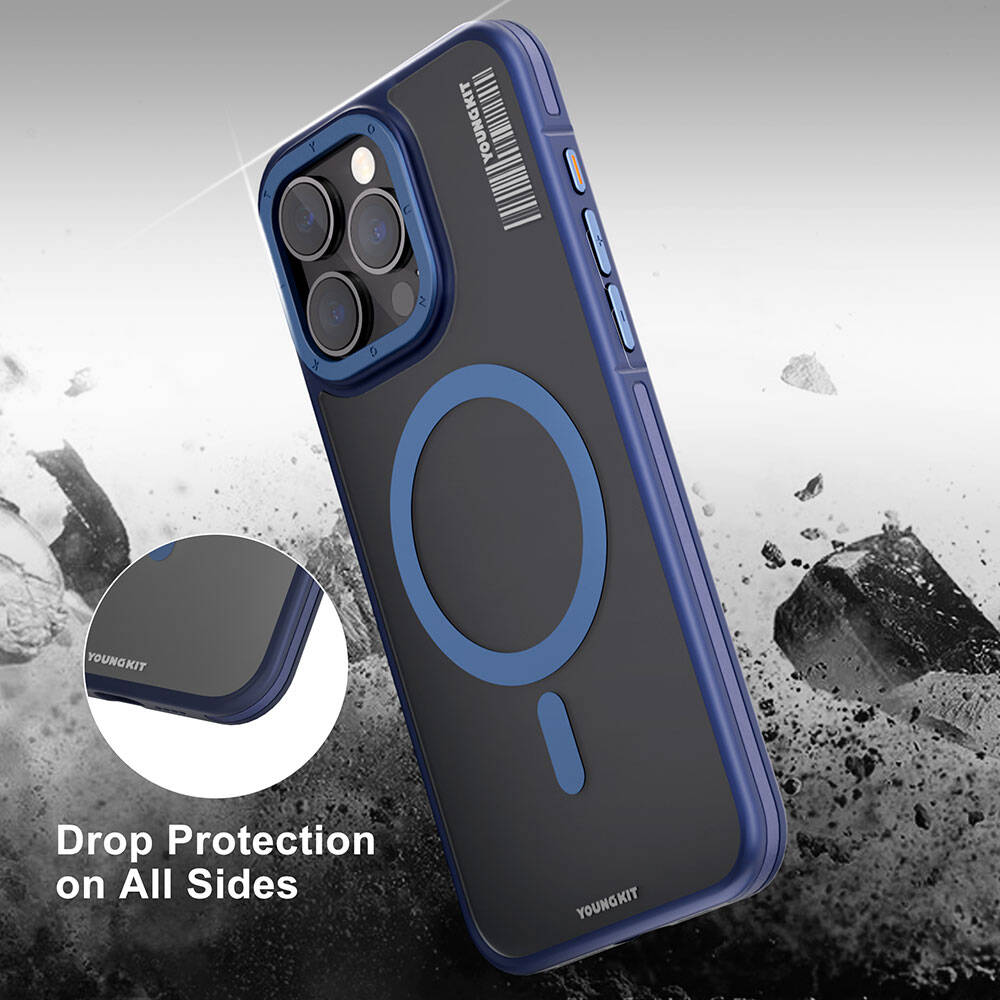 iPhone 13 Pro Max Kılıf M-safe Şarj Özellikli Youngkit Rock Sand Serisi Kapak