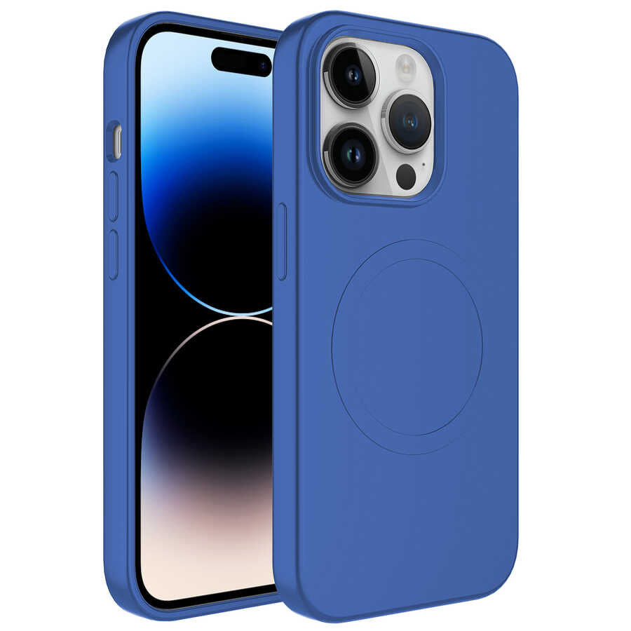 Apple iPhone 13 Pro Max Kılıf M-safe Wireless Şarj Özellikli Pastel Renk Silikon Zore Plas Kapak