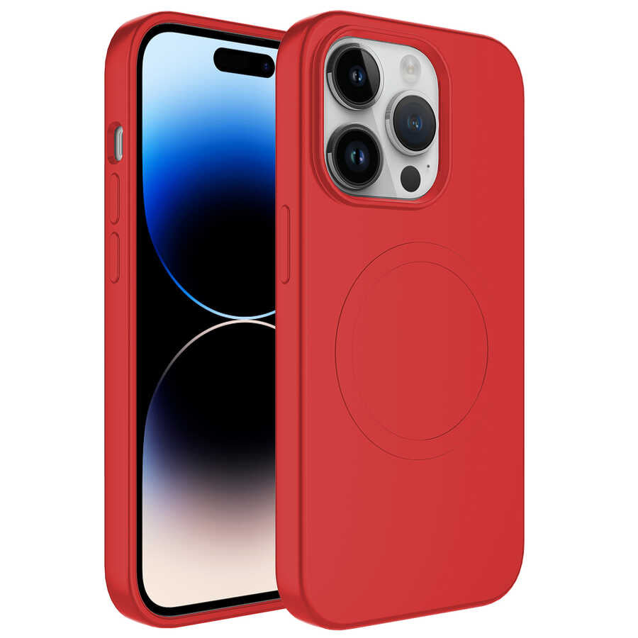 Apple iPhone 13 Pro Max Kılıf M-safe Wireless Şarj Özellikli Pastel Renk Silikon Zore Plas Kapak