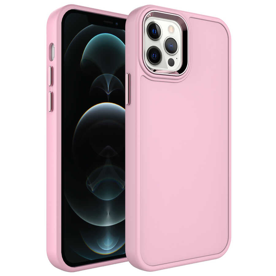 Apple iPhone 13 Pro Max Kılıf Metal Çerçeve ve Buton Tasarımlı Sert Zore Botox Kapak