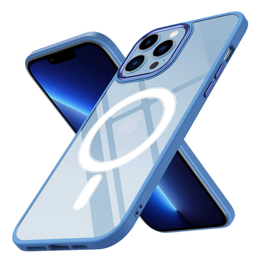 Apple iPhone 13 Pro Max Kılıf Wireless Şarj Özellikli Zore Krom M-safe Silikon Kapak