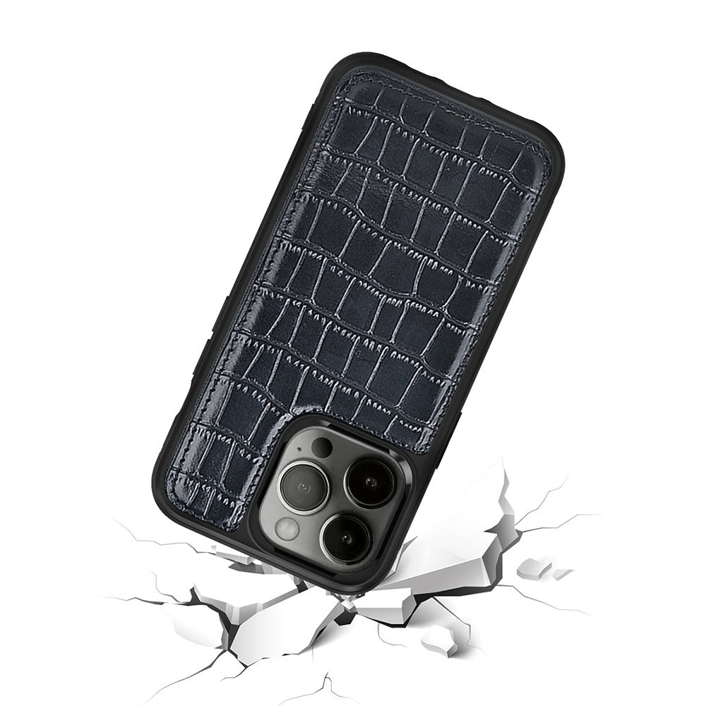 iPhone 13 Pro Max Kılıf Wiwu Croco Pattern Calfskin Orjinal Deri Kapak