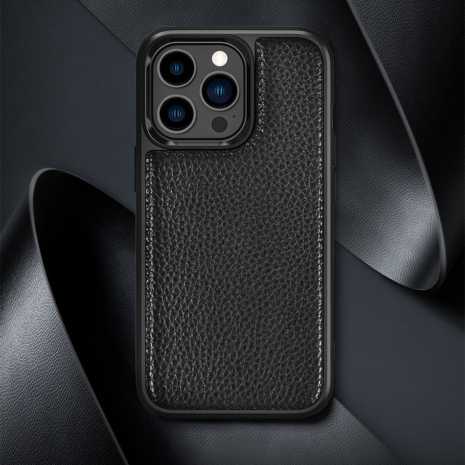 iPhone 13 Pro Max Kılıf Wiwu Genuine Leather Plastic Calfskin Orjinal Deri Kapak