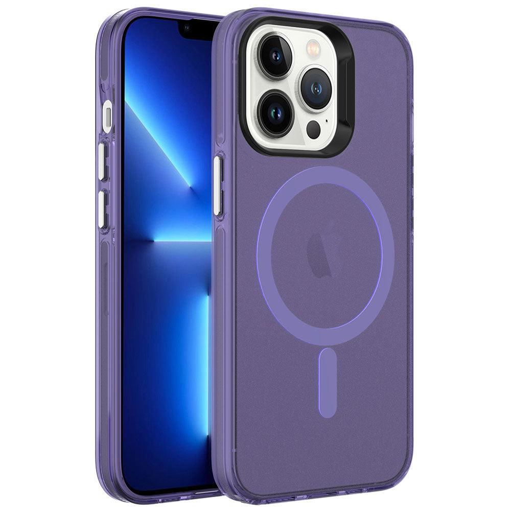 Apple iPhone 13 Pro Max Kılıf Zore M-safe Şarj Özellikli Buzlu Transparan C-Pro Sert Kapak