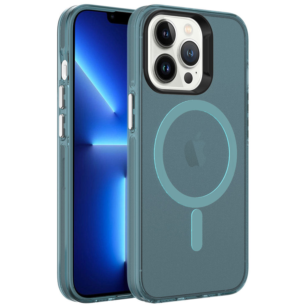 Apple iPhone 13 Pro Max Kılıf Zore M-safe Şarj Özellikli Buzlu Transparan C-Pro Sert Kapak