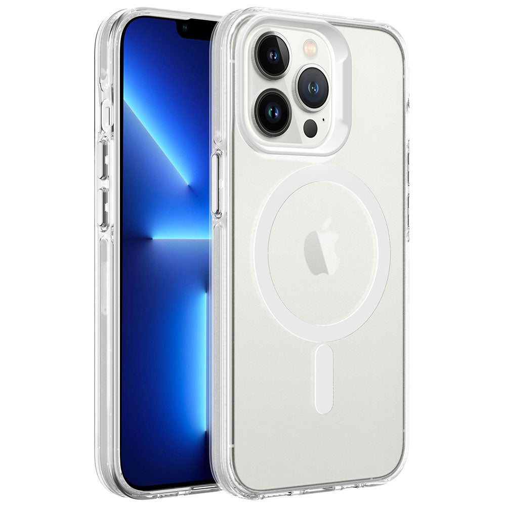 Apple iPhone 13 Pro Max Kılıf Zore M-safe Şarj Özellikli Buzlu Transparan C-Pro Sert Kapak