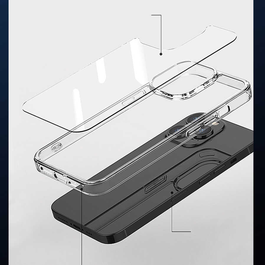 iPhone 13 Pro Max Wiwu M-safe Şarj Özellikli Lens Korumalı Şeffaf Silikon Kapak