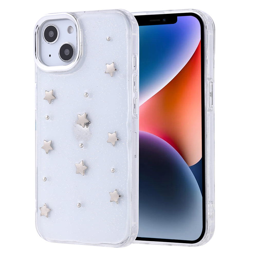 Apple iPhone 14 Kılıf Airbag Tasarımlı Simli Şeffaf Zore Kutup Kapak