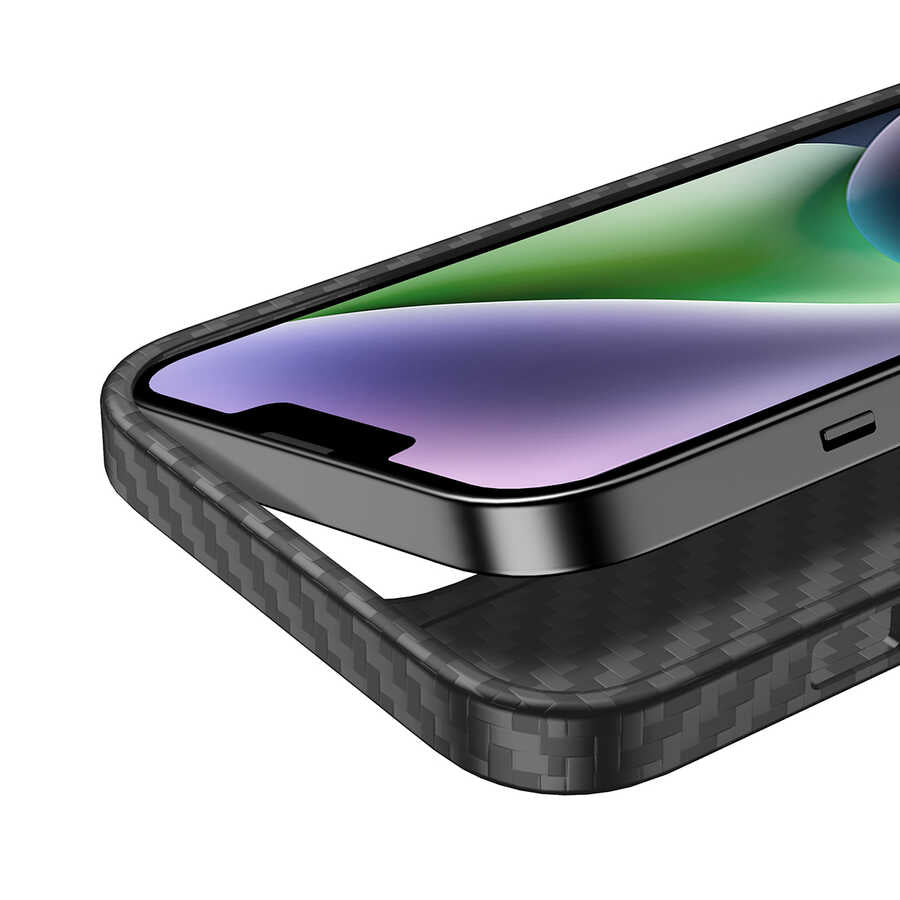 iPhone 14 Kılıf Aramid Karbon Fiber M-safe Özellikli Wlons Radison Kapak