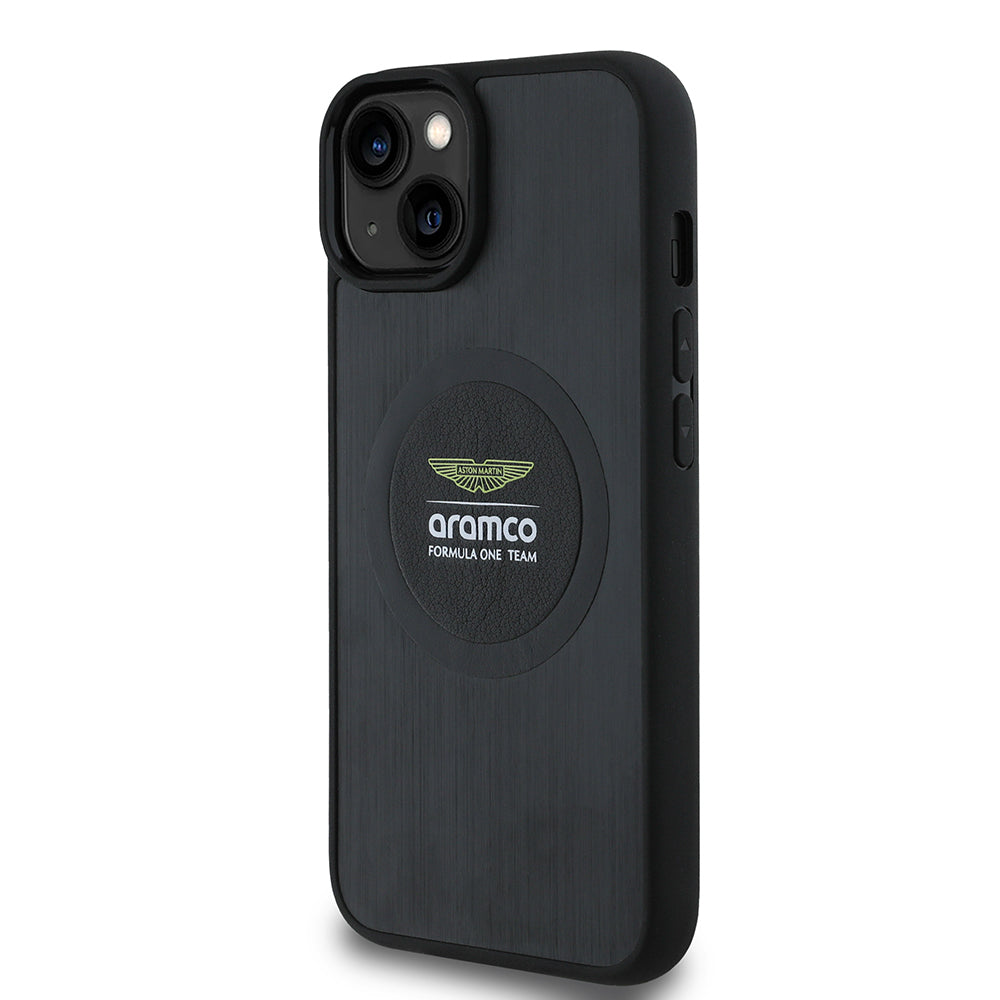 iPhone 14 Kılıf Aston Martin Orjinal Lisanslı M-safe Şarj Özellikli Aluminyum Arka Yüzeyli Formula One Team Baskılı Kapak