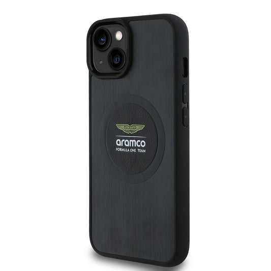 iPhone 14 Kılıf Aston Martin Orjinal Lisanslı M-safe Şarj Özellikli Aluminyum Arka Yüzeyli Formula One Team Baskılı Kapak