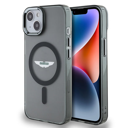 iPhone 14 Kılıf Aston Martin Orjinal Lisanslı M-safe Şarj Özellikli IML Baskı Logolu Metal Düğmeli Kapak