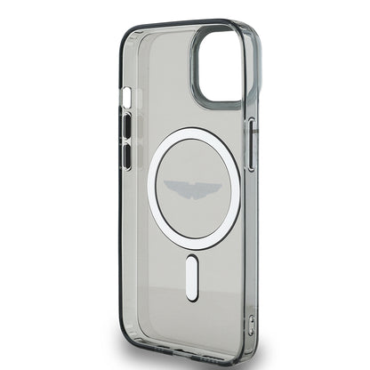 iPhone 14 Kılıf Aston Martin Orjinal Lisanslı M-safe Şarj Özellikli IML Baskı Logolu Metal Düğmeli Kapak