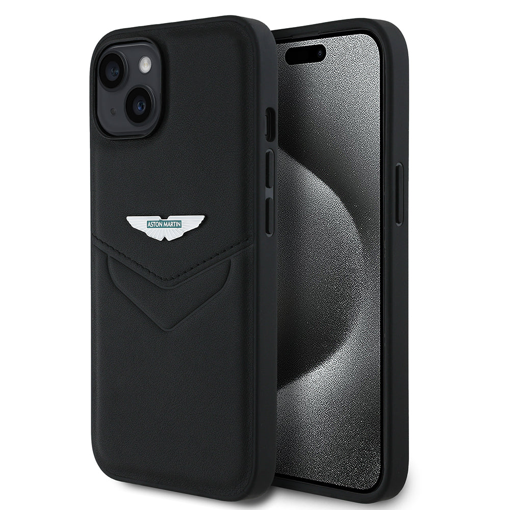 iPhone 14 Kılıf Aston Martin Orjinal Lisanslı Victory Dizayn PU Deri Metal Logolu Kapak